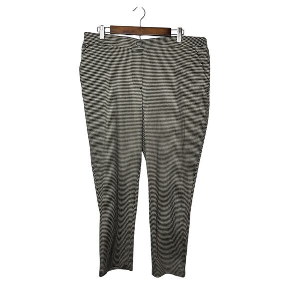 Nine West trousers slacks pants women's XL black khaki houndstooth pull on comfo - Picture 1 of 16